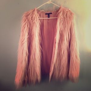 Pink faux fur coat